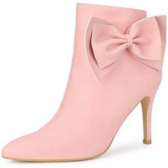 Women's Pointy Toe Bow Stiletto Heel Ankle Boots