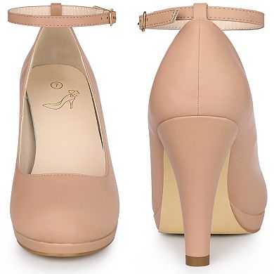 Platform Ankle Strap Stiletto Heel Pumps for Women