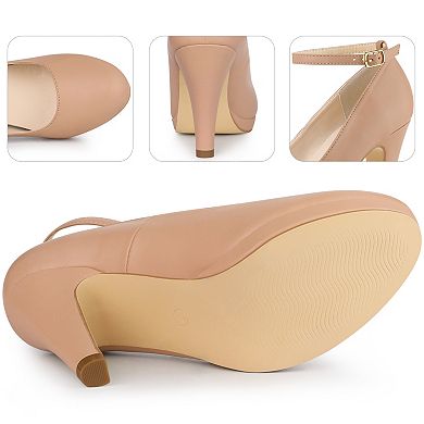 Platform Ankle Strap Stiletto Heel Pumps for Women
