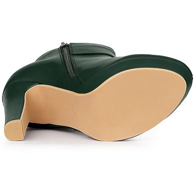 Women's Chunky High Heels Platform Bow Decor Ankle Boots