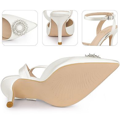 Rhinestones Ankle Strap Stiletto Heel Pumps for Women