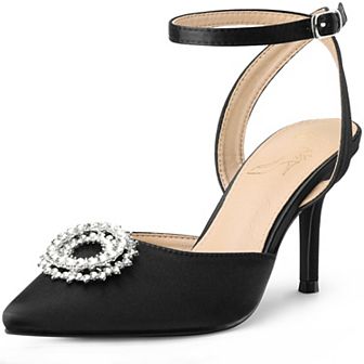 Rhinestones Ankle Strap Stiletto Heel Pumps for Women