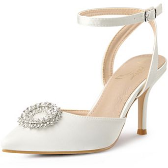 Rhinestones Ankle Strap Stiletto Heel Pumps for Women