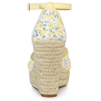 Women's Ankle Strap Espadrille Wedge Heel Flower Sandals