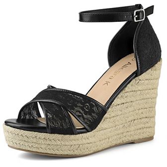 Women's Ankle Strap Espadrille Wedge Heel Flower Sandals