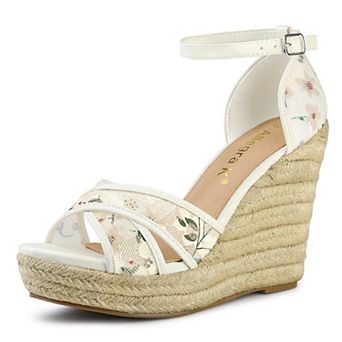 Women's Ankle Strap Espadrille Wedge Heel Flower Sandals