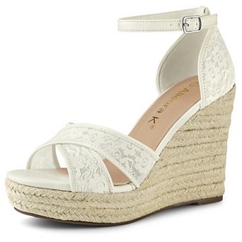 Women's Ankle Strap Espadrille Wedge Heel Flower Sandals