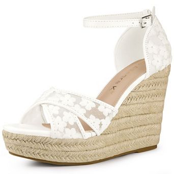 Women's Ankle Strap Espadrille Wedge Heel Flower Sandals