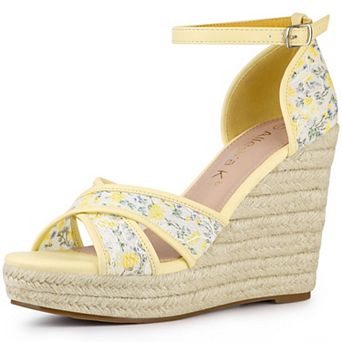 Women's Ankle Strap Espadrille Wedge Heel Flower Sandals