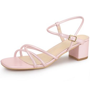 Strappy Heels Square Toe Slingback Chunky Heel Sandals for Women