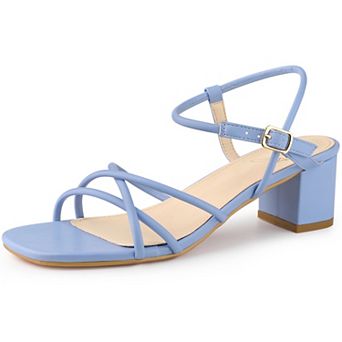 Strappy Heels Square Toe Slingback Chunky Heel Sandals for Women