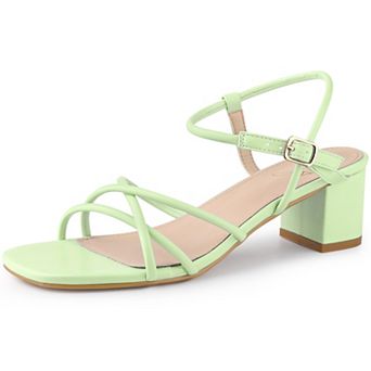 Strappy Heels Square Toe Slingback Chunky Heel Sandals for Women