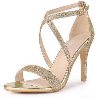 Glitter Crisscross Strappy Stiletto Heels Sandals for Women