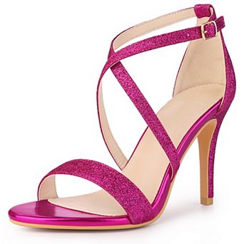 Glitter Crisscross Strappy Stiletto Heels Sandals for Women