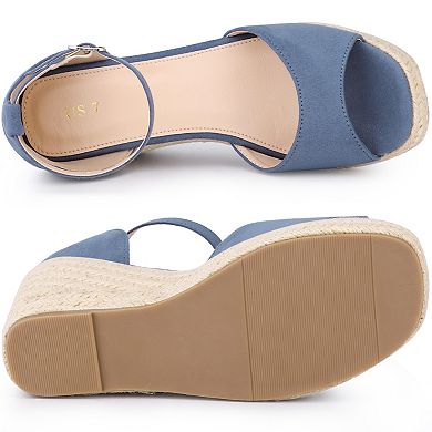 Women's Espadrille Platform Ankle Strap Wedge Heel Sandals