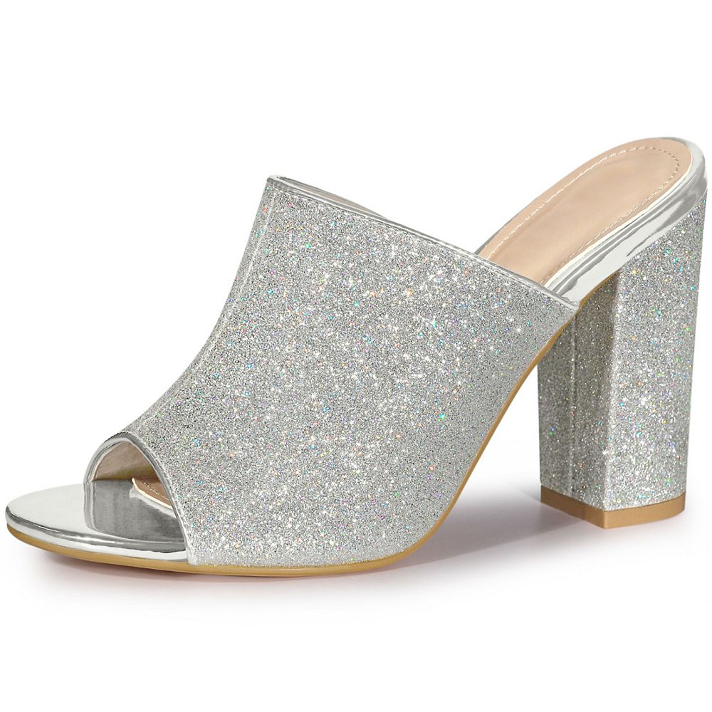 Petite Glitter Slip On Heeled Sandals GS252 main image 1
