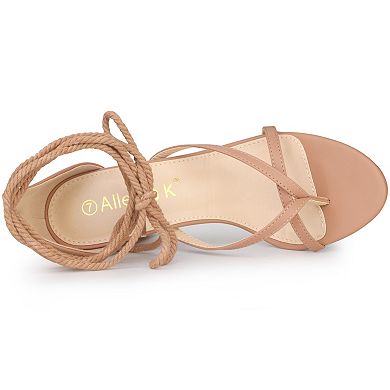 Women's Flip Flops Chunky Heel Lace Up Heels Thong Sandals