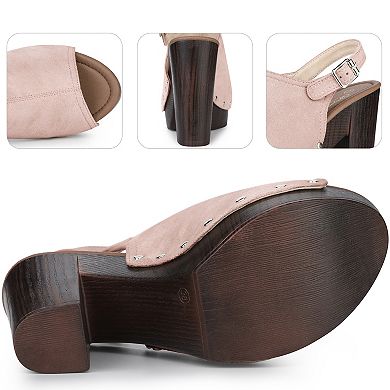 Slingback Platform Chunky Heels Sandals for Women