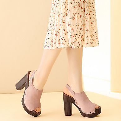 Slingback Platform Chunky Heels Sandals for Women