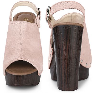 Slingback Platform Chunky Heels Sandals for Women