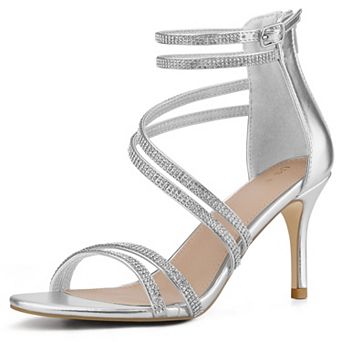 Stiletto Heel Strappy Rhinestone Heels Sandals for Women