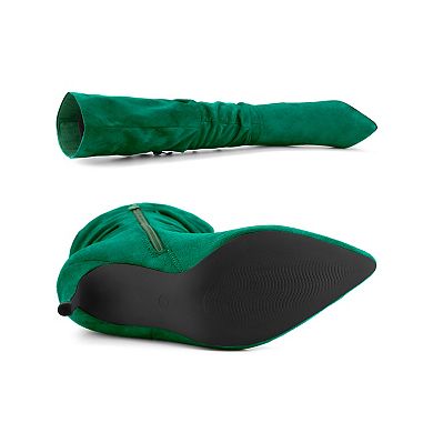 Women's Slouch Pointed Toe Stiletto Heel Knee High Boots