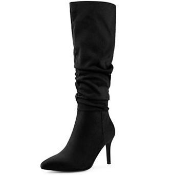 Women's Slouch Pointed Toe Stiletto Heel Knee High Boots