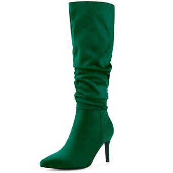Women's Slouch Pointed Toe Stiletto Heel Knee High Boots