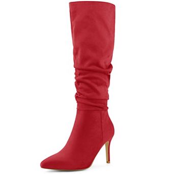 Women's Slouch Pointed Toe Stiletto Heel Knee High Boots