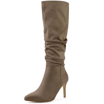 Women's Slouch Pointed Toe Stiletto Heel Knee High Boots