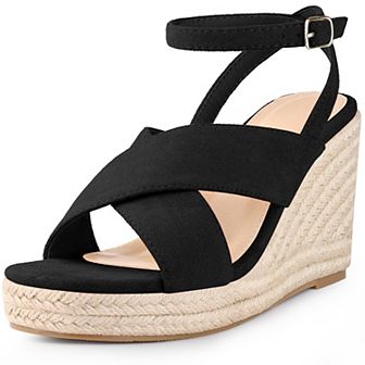 Platform Slingback Cross Straps Espadrilles Wedge Sandals for Women