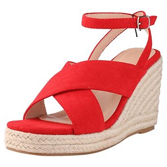 Platform Slingback Cross Straps Espadrilles Wedge Sandals for Women