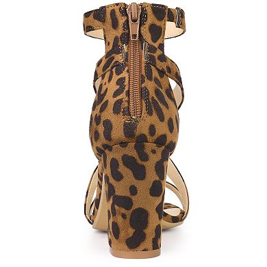 Women's Crisscross Ankle Strap Chunky Heel Sandals