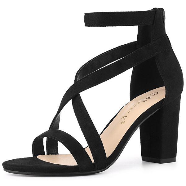 Wild Diva Lounge Crisscross Ankle Strap Chunky Heel
