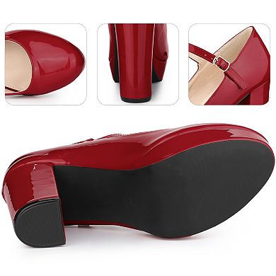 Platform Ankle Strap Chunky Heels Mary Janes Pumps for Women