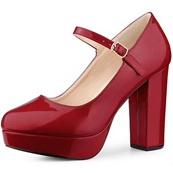 Platform Ankle Strap Chunky Heels Mary Janes Pumps for Women