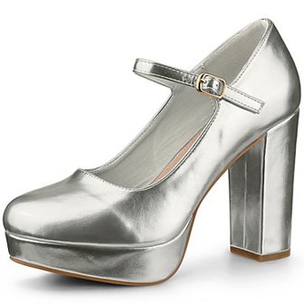 Platform Ankle Strap Chunky Heels Mary Janes Pumps for Women