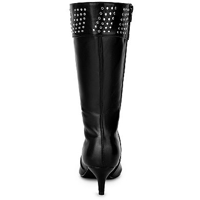 Women's Boot Pointed Toe Kitten Heel Boots Knee High Boots