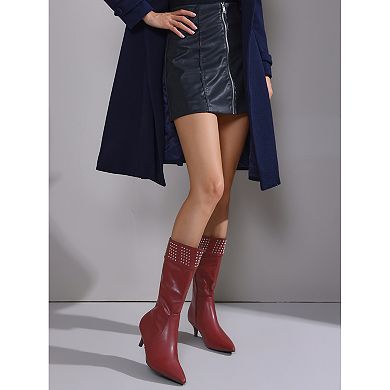 Women's Boot Pointed Toe Kitten Heel Boots Knee High Boots