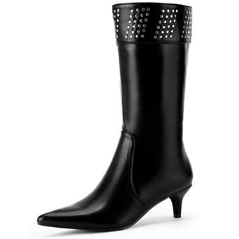 Women's Boot Pointed Toe Kitten Heel Boots Knee High Boots
