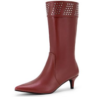 Women's Boot Pointed Toe Kitten Heel Boots Knee High Boots