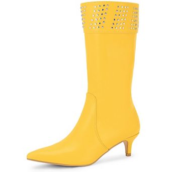 Women's Boot Pointed Toe Kitten Heel Boots Knee High Boots