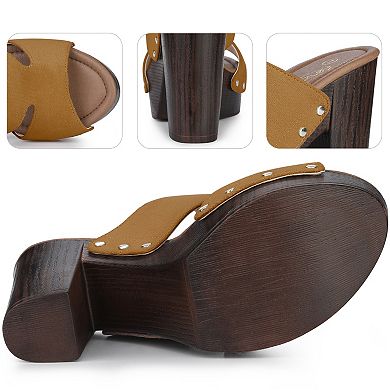 Platform Slip on Block High Heels Slides Sandals for Women
