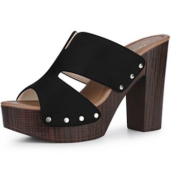 Platform Slip on Block High Heels Slides Sandals for Women