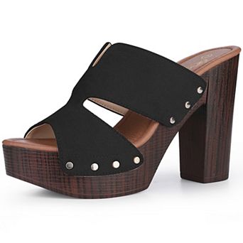 Platform Slip on Block High Heels Slides Sandals for Women