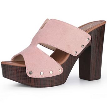 Platform Slip on Block High Heels Slides Sandals for Women