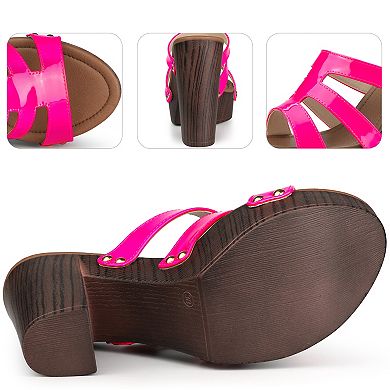 Slide Heels Open Toe Chunky Heels Platform Heels Sandals for Women