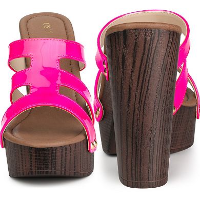 Slide Heels Open Toe Chunky Heels Platform Heels Sandals for Women