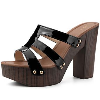 Slide Heels Open Toe Chunky Heels Platform Heels Sandals for Women