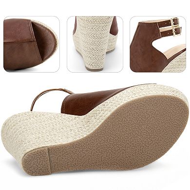 Peep Toe Slingback Espadrilles Platform Wedges Heel Sandals for Women